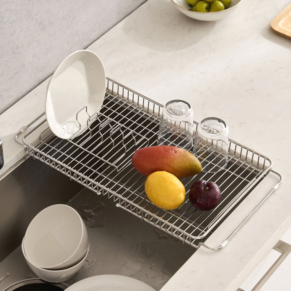 퓨어셀 304 올스텐 주방 싱크 플레이트 사각 싱크볼 선반 건조대+접시꽂이