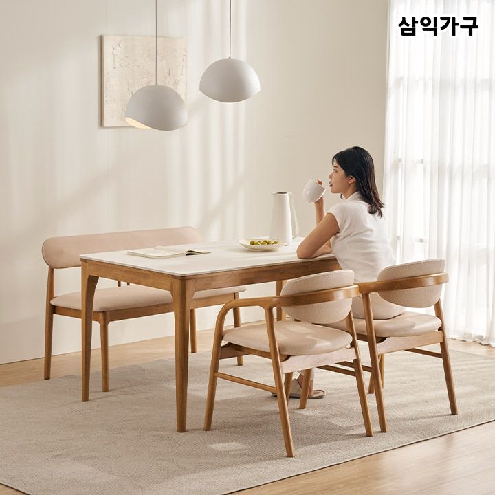 삼익가구 더우디 포세린 통세라믹 4인 식탁 세트 시리즈(1400/1600)