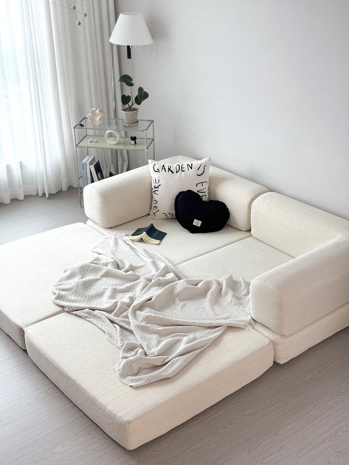 [신상품] 우아미가구 콜모 3인용 접이식 모듈 소파베드 압축소파 침대쇼파 (좌방석 넓은 분리 가능 모듈소파)