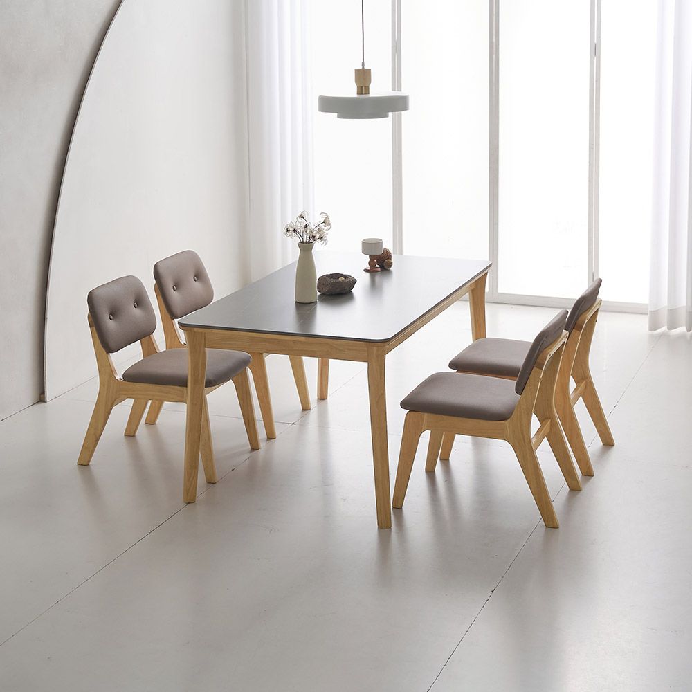 라로퍼니처 라세티 1400 포세린 통 세라믹 낮은 4인 식탁 세트 (식탁+의자4) 