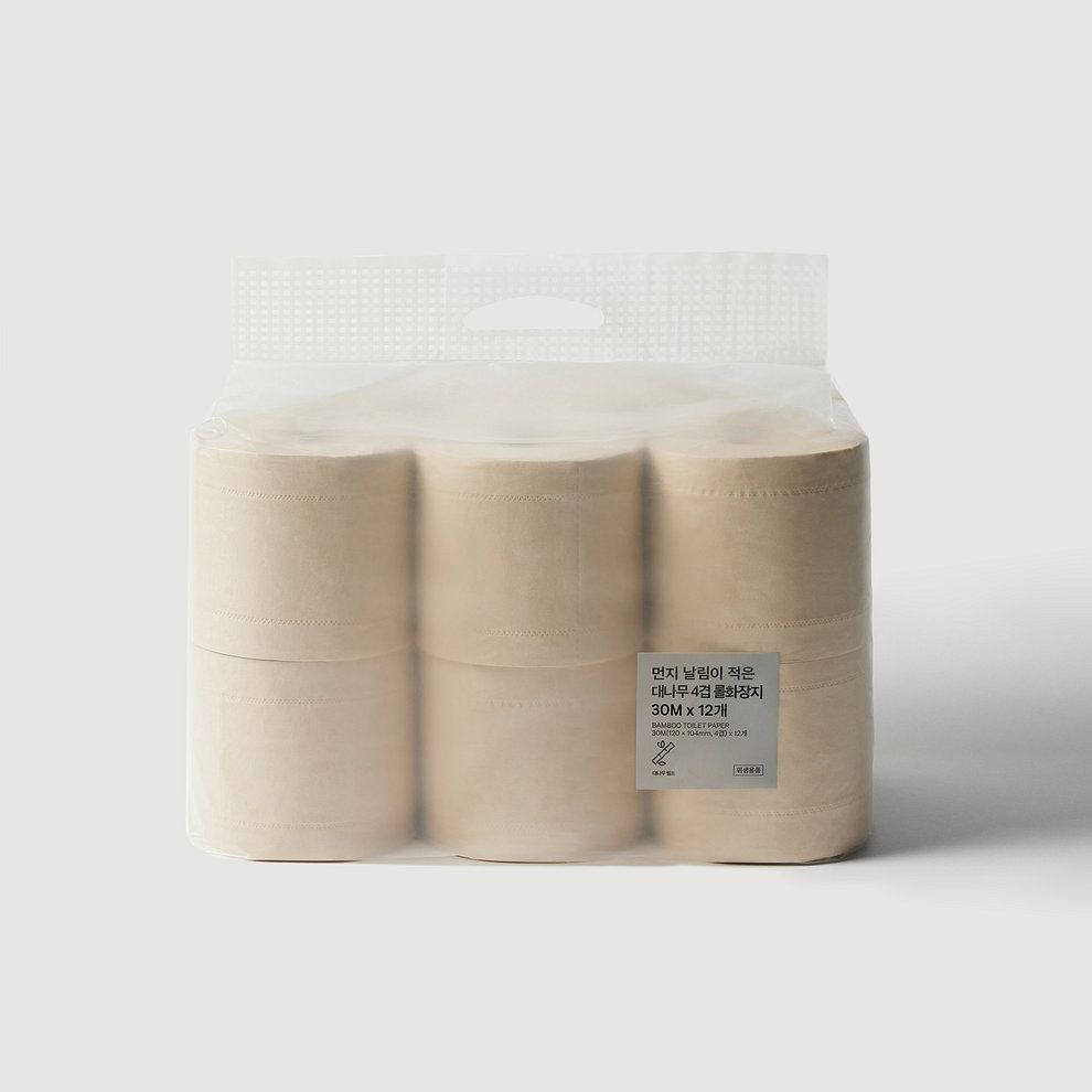 JAJU(자주) 먼지 날림이 적은 대나무 4겹 롤화장지 30MX12P