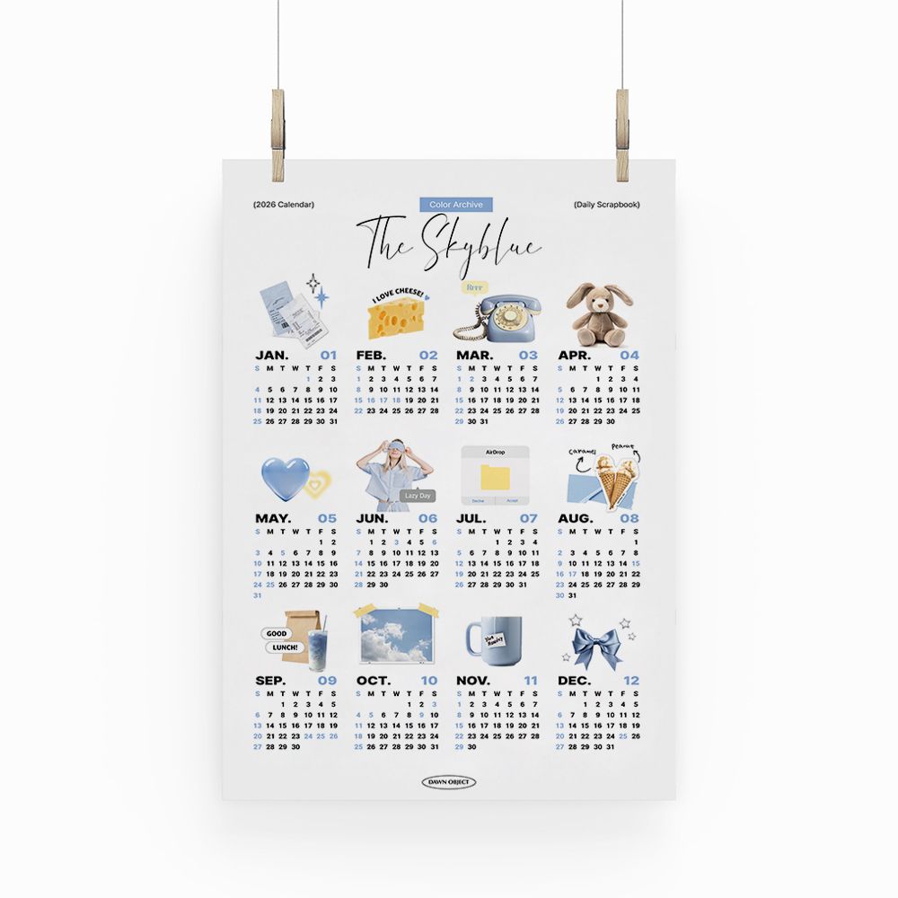 [오늘출발][신상품]던오브젝트 2026년 연력포스터 한장달력 캔버스포스터 캘린더 액자 The Skyblue