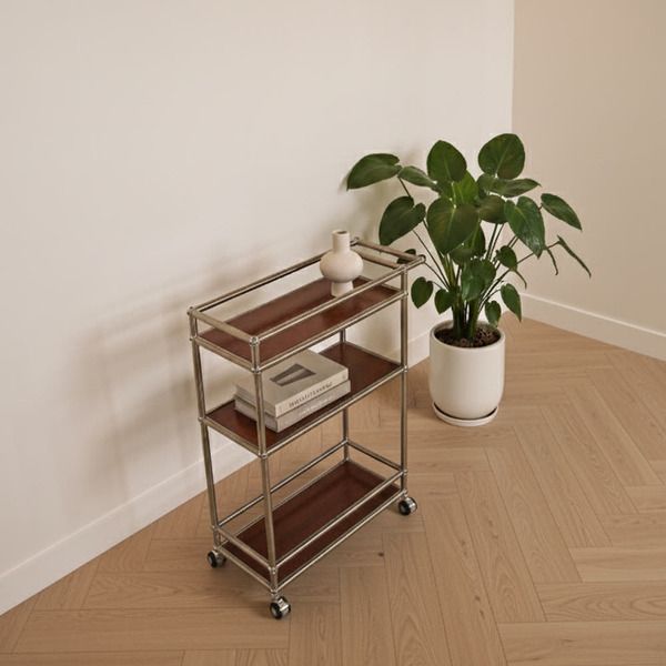 에프룸 자작 원목 3단 트롤리 이동식 선반 주방 수납 정리대 인테리어 가구 NF520 S3DT