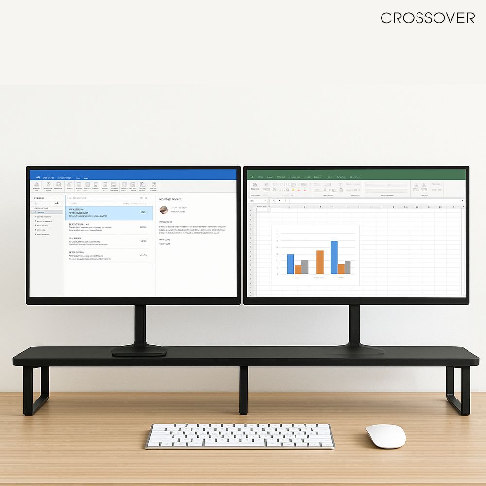 크로스오버 STB-111-03 거치대 스탠드 컴퓨터선반 듀얼 모니터받침대 
