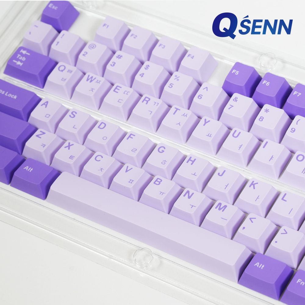 큐센 라벤더 PBT 체리프로파일 한글 키캡 122키