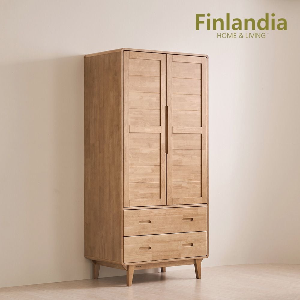 [신상품] 핀란디아 마로네 원목 2단 서랍형 장롱