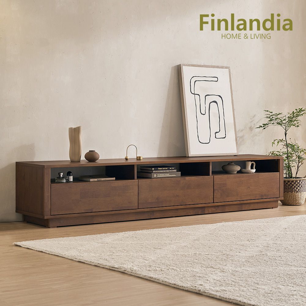핀란디아 스타일 원목 2100 거실장 티비다이 