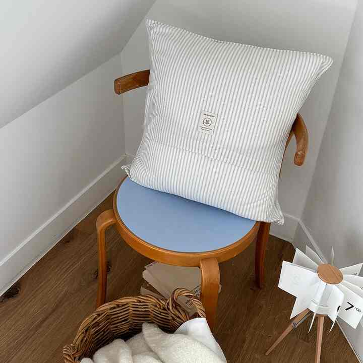 ダンディ ブルー ストライプ クッションカバー