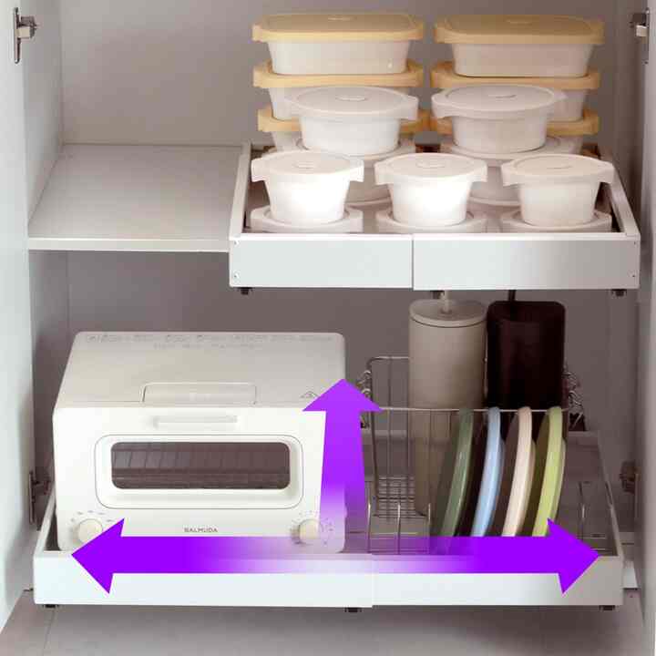 Stilren キッチン収納 スライドレール付き［3種・4サイズ］