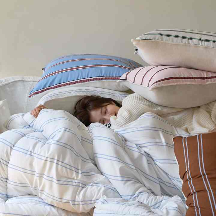 Deep sleep ストライプ カバーのいらない布団セット［7色・2種・3サイズ］