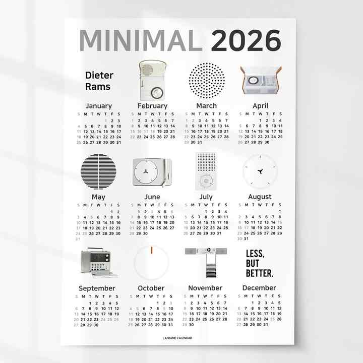 MINIMAL 2026年 インテリア カレンダー ポスター［4サイズ］
