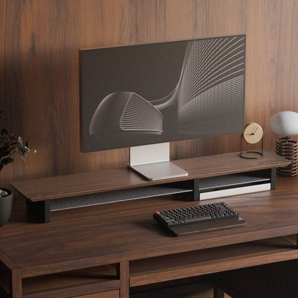 Ekeepment 더블데크 원목 모니터 받침대 선반 