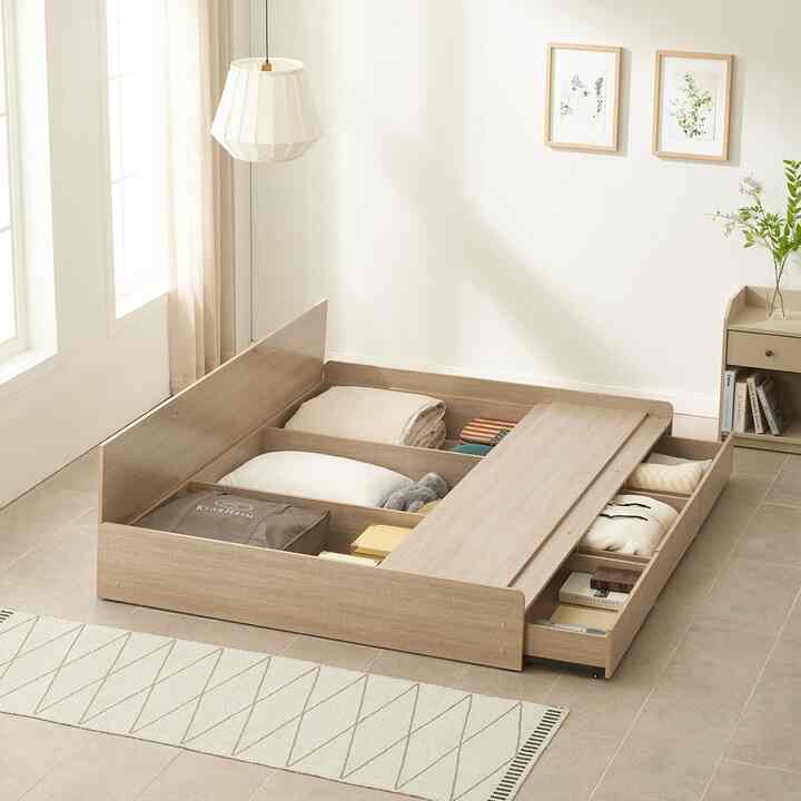 MINIPIECE ヘッドレス 3段収納付きベッド［3色・4サイズ］