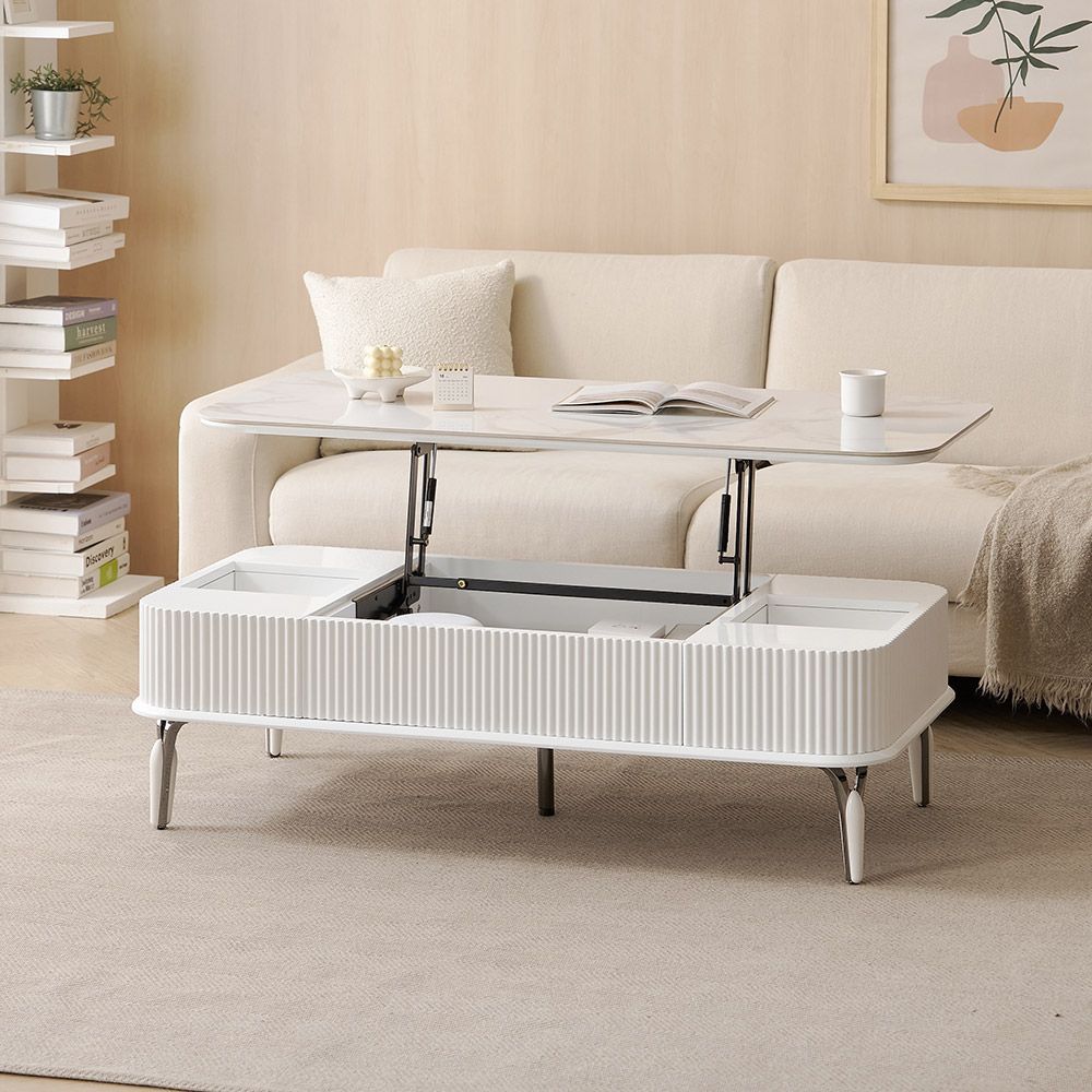 라로퍼니처 베니스 유광 1200 포세린 세라믹 리프트업 템바보드 거실 소파 테이블 