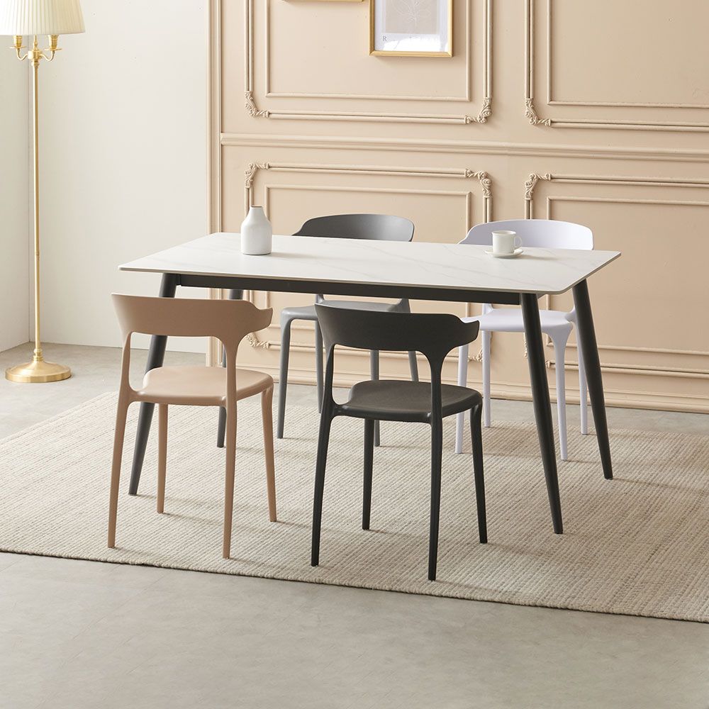 라로퍼니처 베키 1400 포세린 통 세라믹 4인 식탁 세트 (식탁+의자4) 