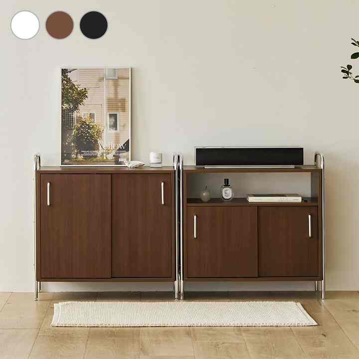 WALD クローム 収納棚 引き戸タイプ 800 棚型［3色］