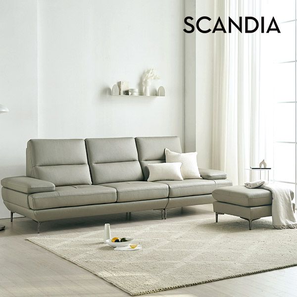 스칸디아 79.9만 / 버밍엄 천연 통가죽 4인용 소파(스툴선택) 