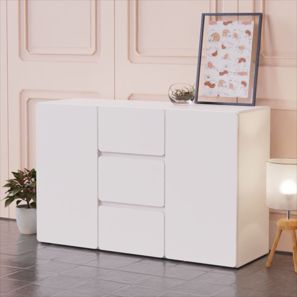 [신상품] 방친구 소스 1200 높은 3서랍 2도어 수납장 대용량 수납과 세련된 디자인의 모던 가구