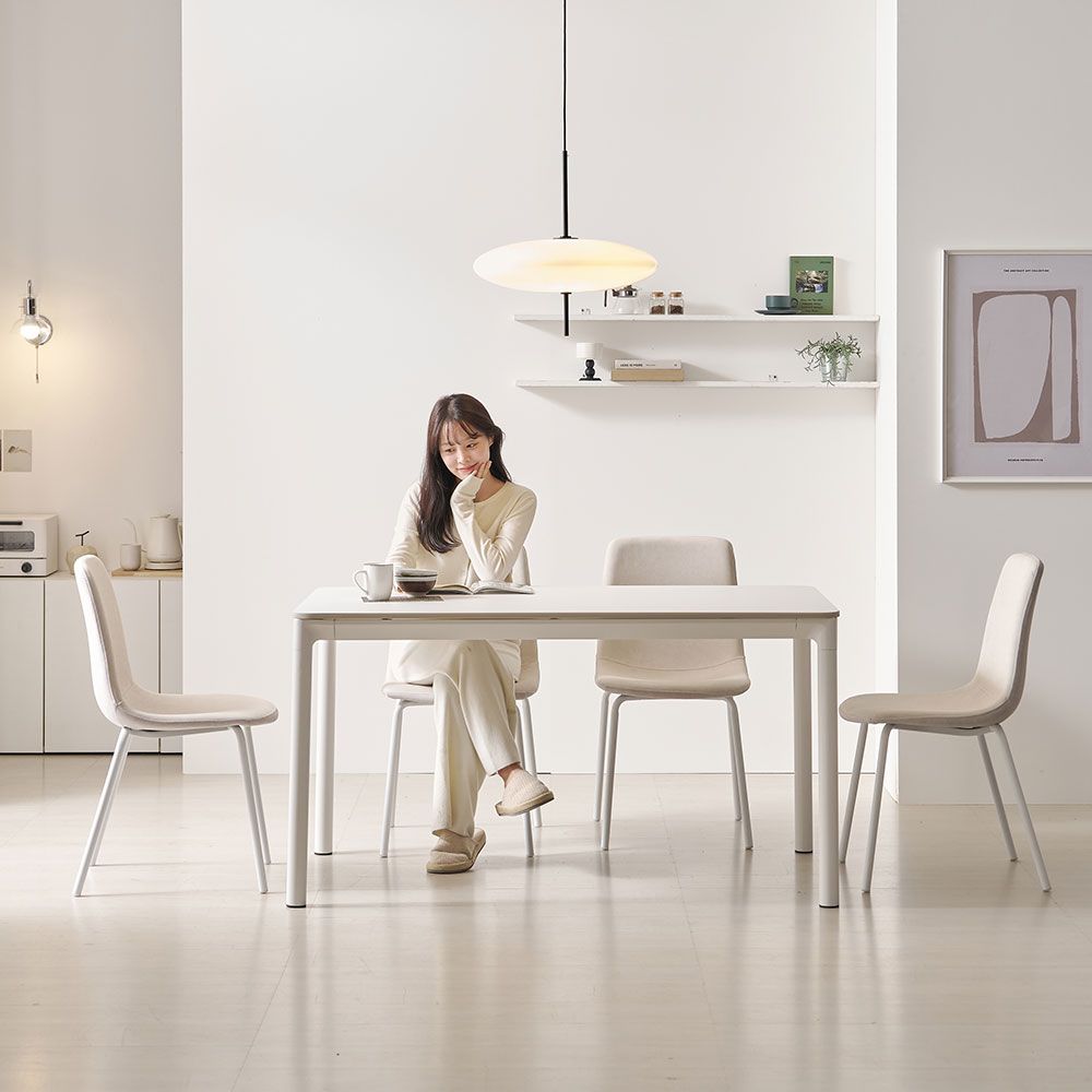 보니애가구 미라벨 4인용 테이블 포세린 세라믹 식탁세트 1400 (의자4) 