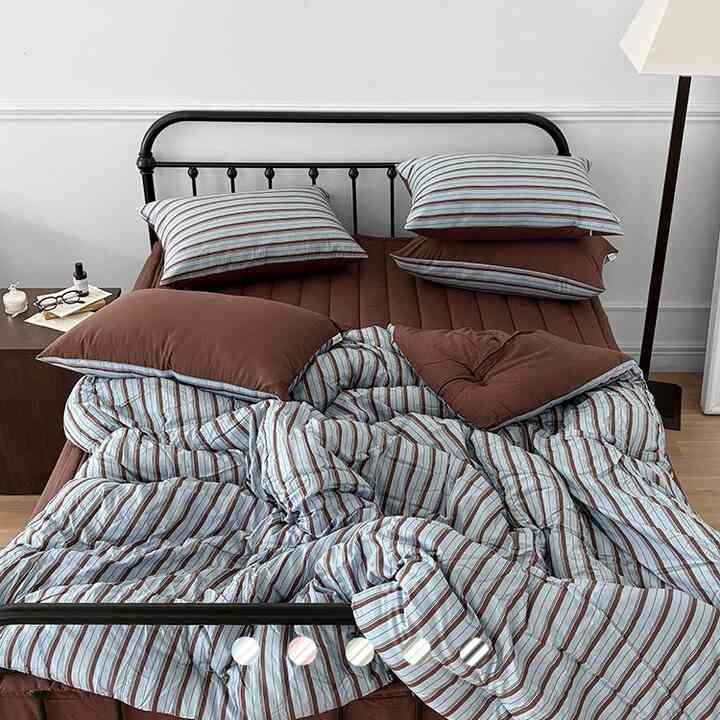 コットンモダール ストライプ カバーのいらない布団セット［6色・3種・4サイズ］