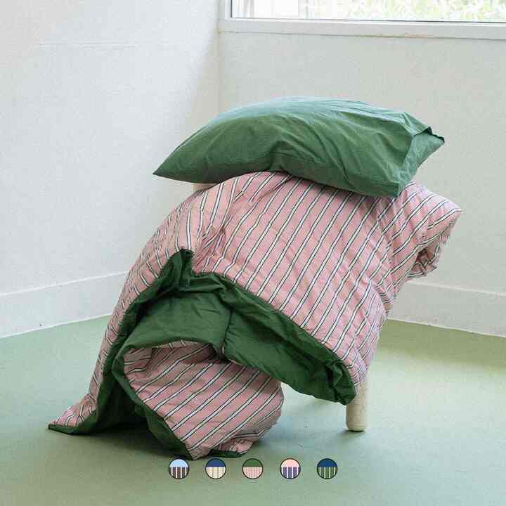 フレンチ ストライプ カバーのいらない布団［8色・2サイズ］