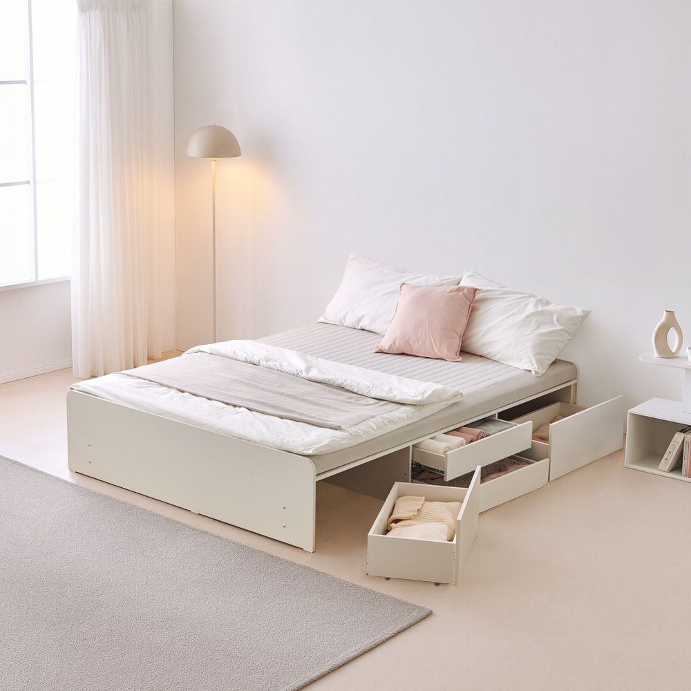 DF동서가구 [12/9일 단하루] 신제품/ 온숨 황토볼 온열 무헤드 2단 4서랍 수납 흙침대 SS/Q