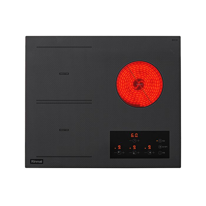 린나이 3구 인덕션 라디언트 하이브리드 쿡탑 전기레인지 560x430-480 인스톨프리