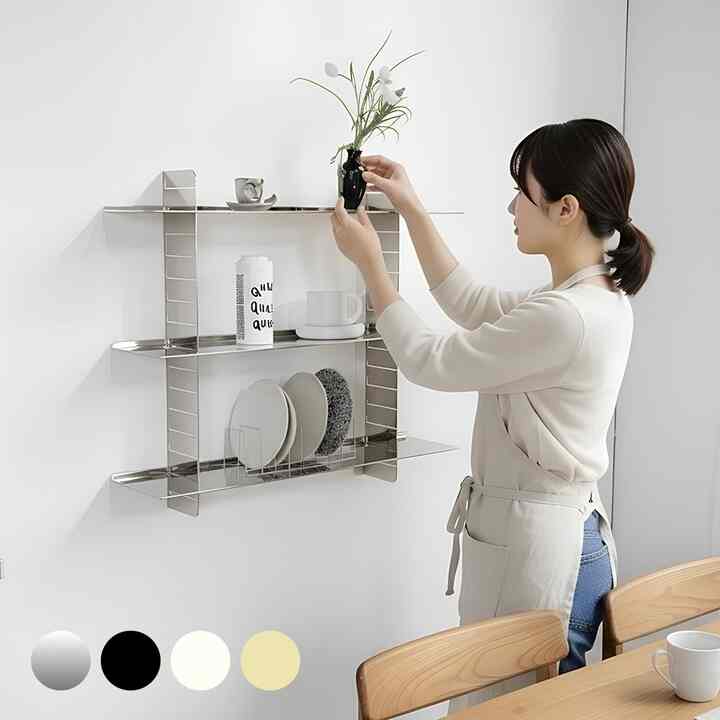 QUELLO 3段 ウォールシェルフ［4色］