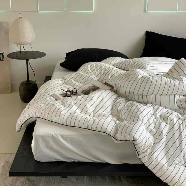 IAN ストライプ 両面 カバーのいらない布団［4色・3サイズ］