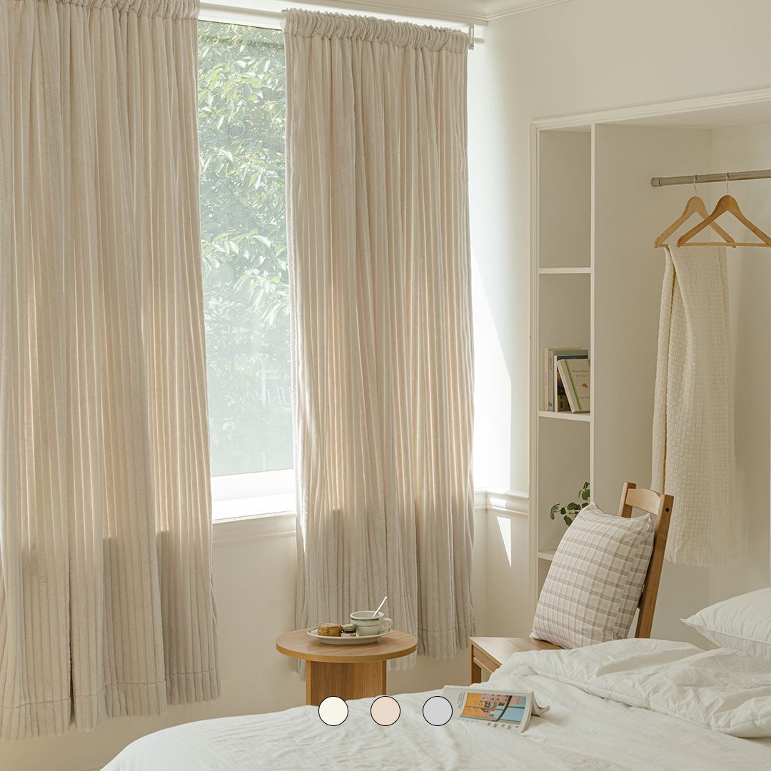 [신상품] 바자르 NEW 코코니 보들 극세사 스트라이프 겨울 방한커튼 3컬러