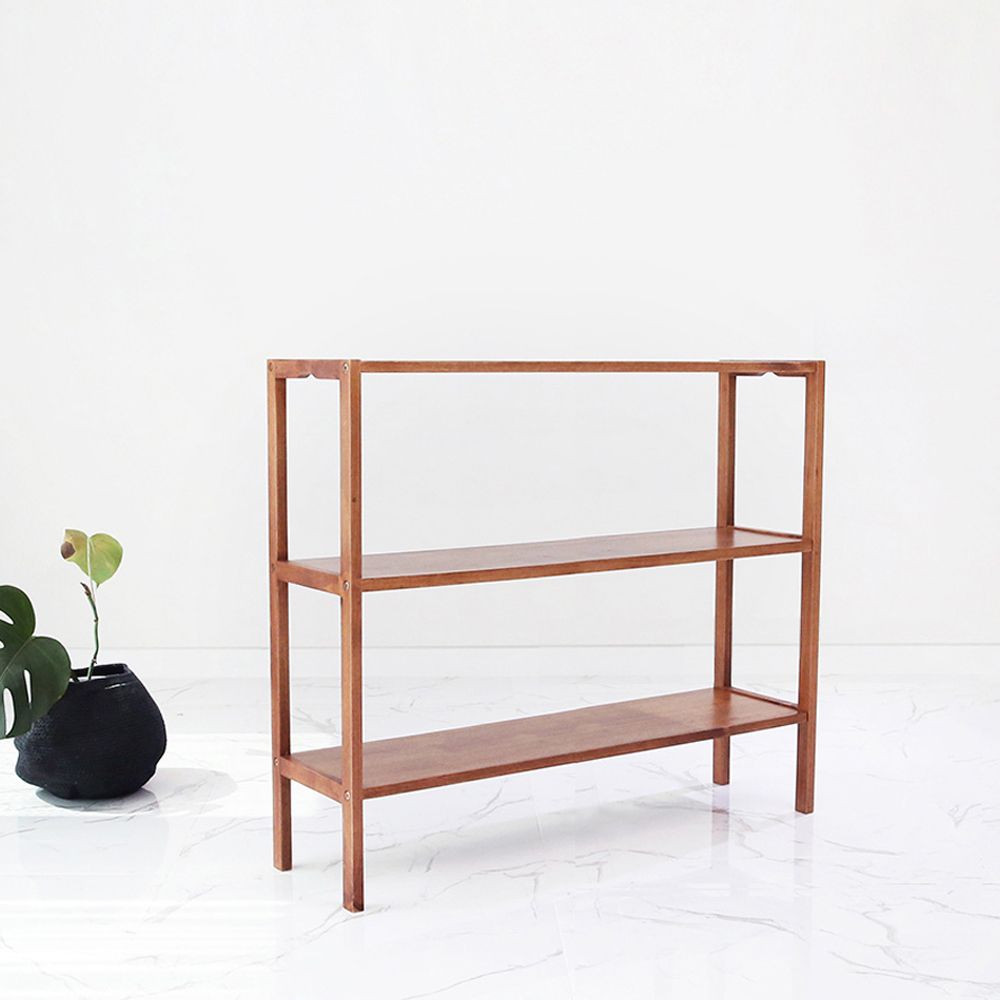 벤트리 브라운 원목 벤치 3단 선반 100cm 