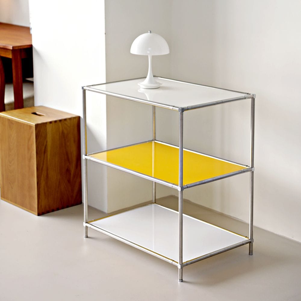 [오늘출발] [신상품] 미니멀로직 모듈선반 모듈협탁 수납장 미드센츄리 선반 투명 유리 3단 책장 진열장