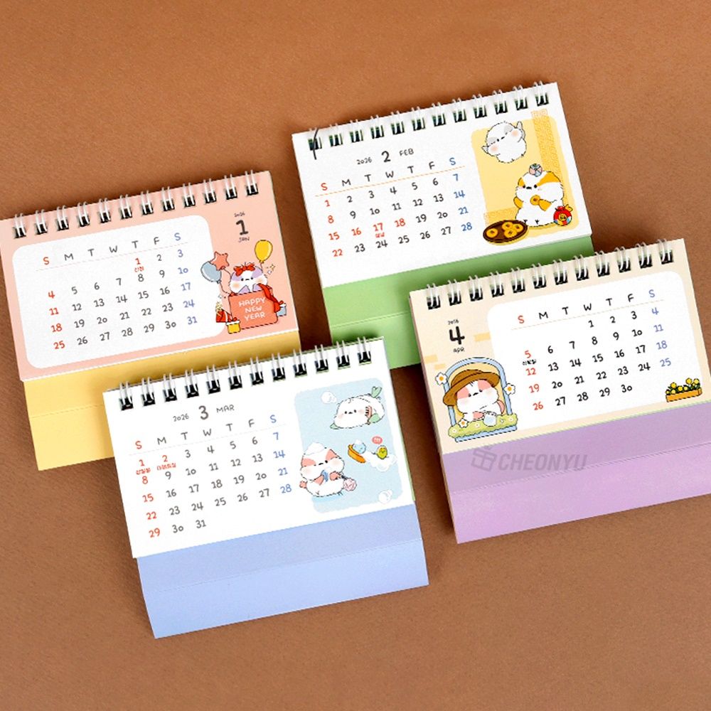 [오늘출발] [신상품] 근처문구점 2026 미니 달력 귀여운 일러스트 탁상 작은 데스크 캘린더