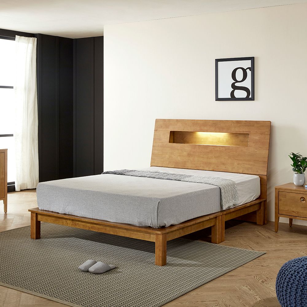핀란디아 프렌드 국내제작 100% 원목 LED조명 평상형 SS/Q침대 