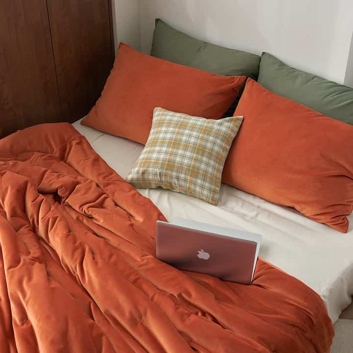 もっちりソフト プレミアム静音生地 冬用あったか掛け布団セット［4色・2サイズ］