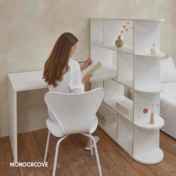 ROUNDY デスク＆ブックシェルフセット［2サイズ］