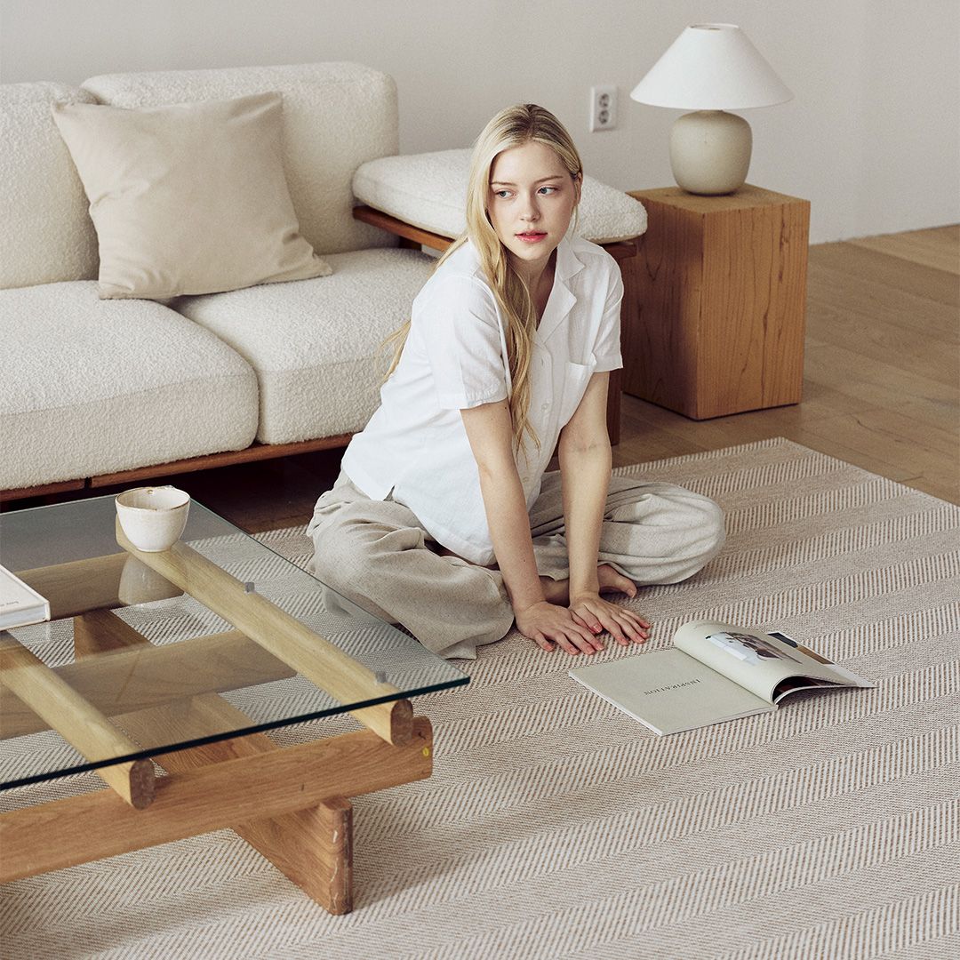 hanbit carpet Herringbone 洗えるラグ［8色・9サイズ］ ブラウン