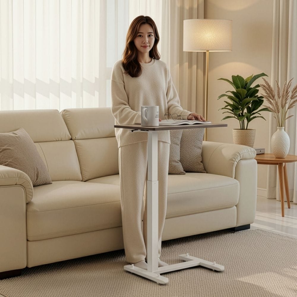 핏쳐 LOCK 기능 이동형 수동식 높이조절 사이드테이블 상판 600mm MS2L 