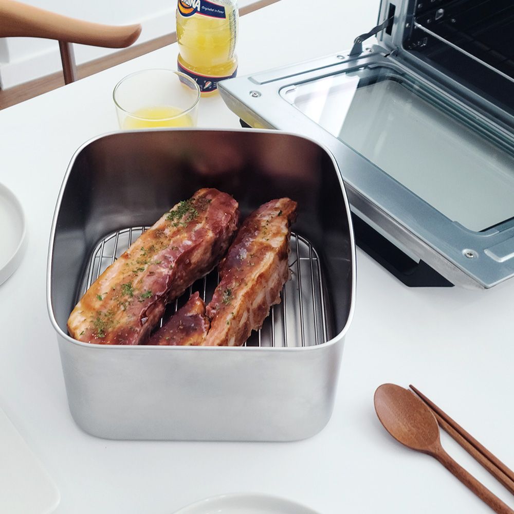 [중고] 재원전자 [리퍼] 에어프라이어/오븐 가능 스텐 사각 바스켓 (바스켓+트레이+오븐장갑)