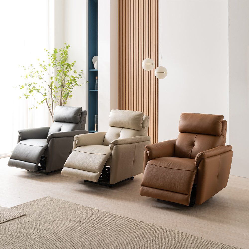 시트앤모어 프리미엄 이태리 천연통가죽 1인 리클라이너 소파 KC4114 