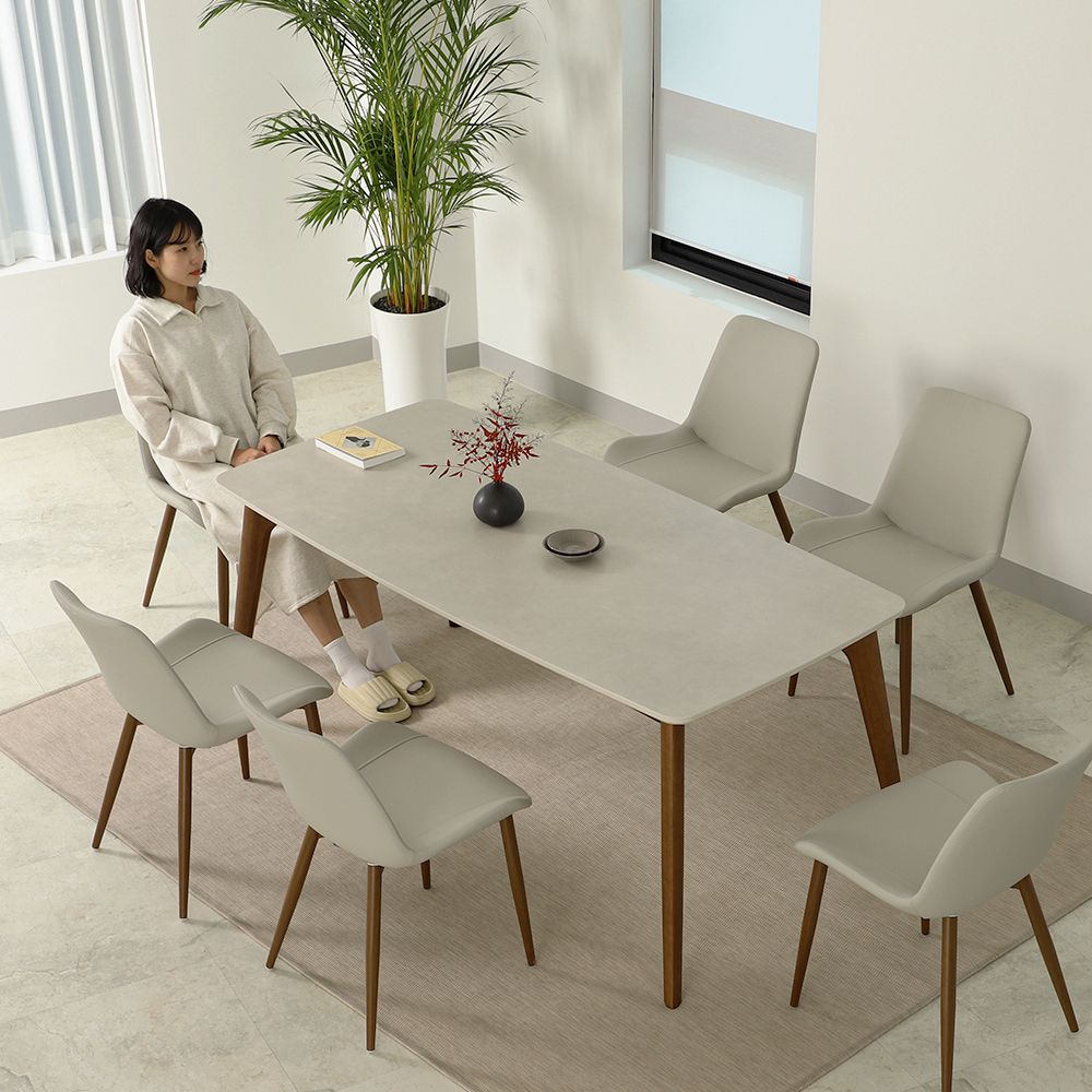 라움에스알 리브 세라믹 식탁 6인용 테이블 포세린 상판 그레이 1800