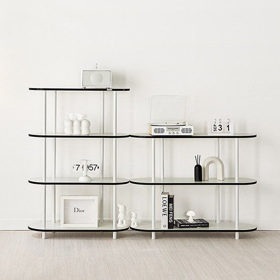 [신상품] 룸앤홈 엣지 라운드 조립식 선반 다용도 진열장 800/1000 2단 3단 4단 2colors