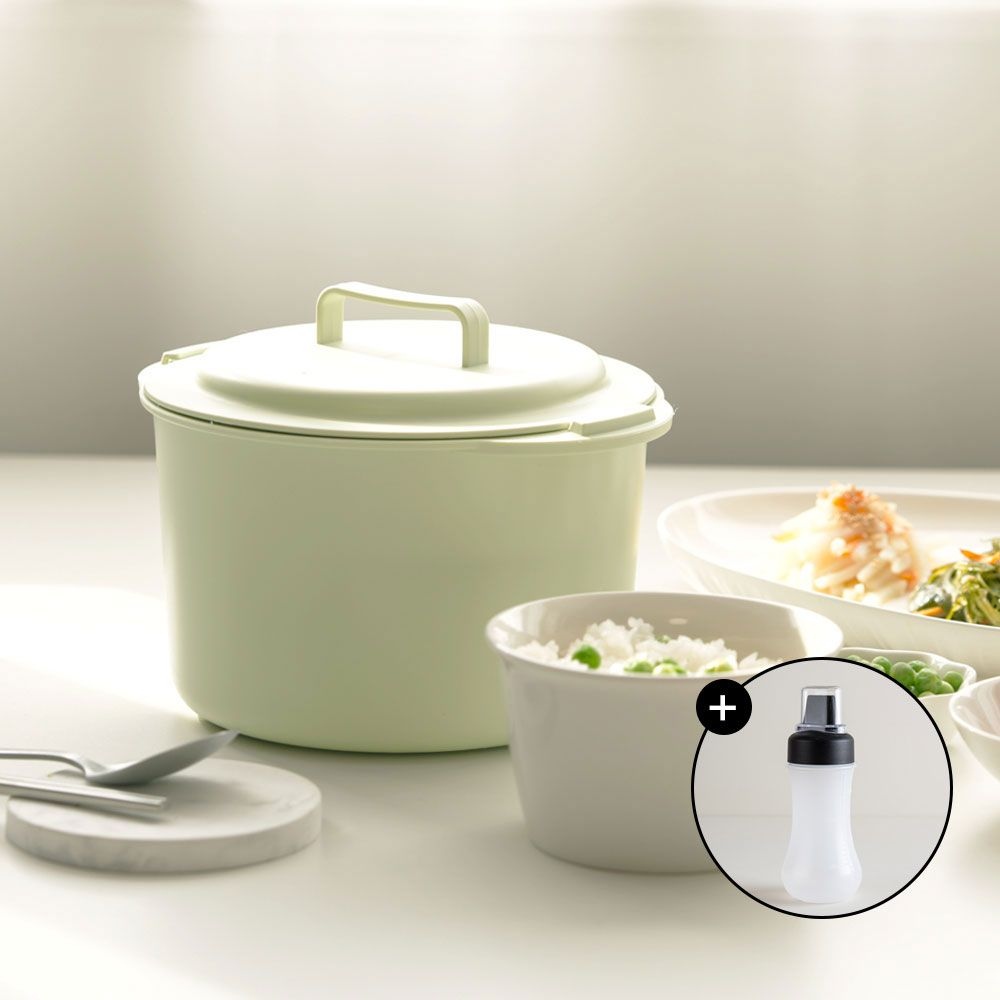 [최종 11,900원] 이지라이트 전자레인지 저당밥솥-세이지그린 (찜기겸용/외솥뚜껑)