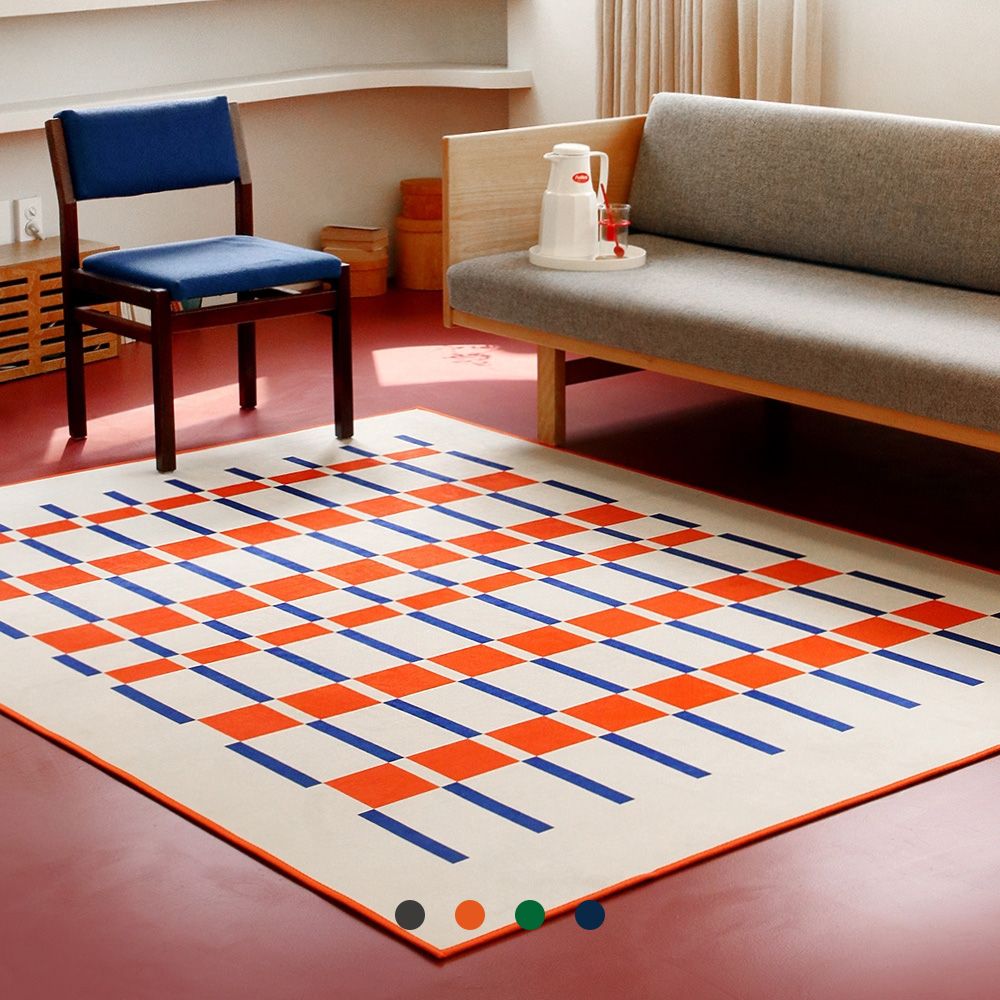 [신상품] 바이빔 체크스퀘어 셔닐 플랫 러그 7size 4colors