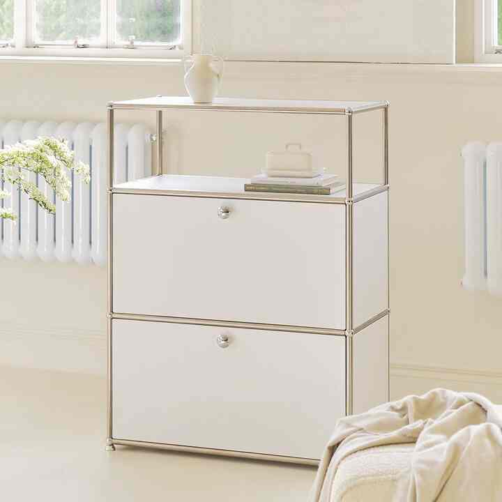 Valen ミッドセンチュリー モジュール キャビネット 2ドア 3段 77cm［3色］