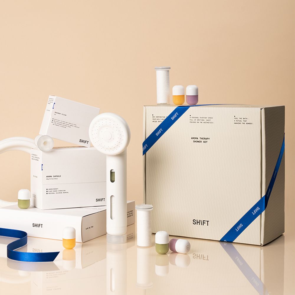 시프트 아로마 테라피 샤워 세트(샤워기 1개+필터 3개+캡슐 6종+실리콘 호스) 컬러 6종 택1