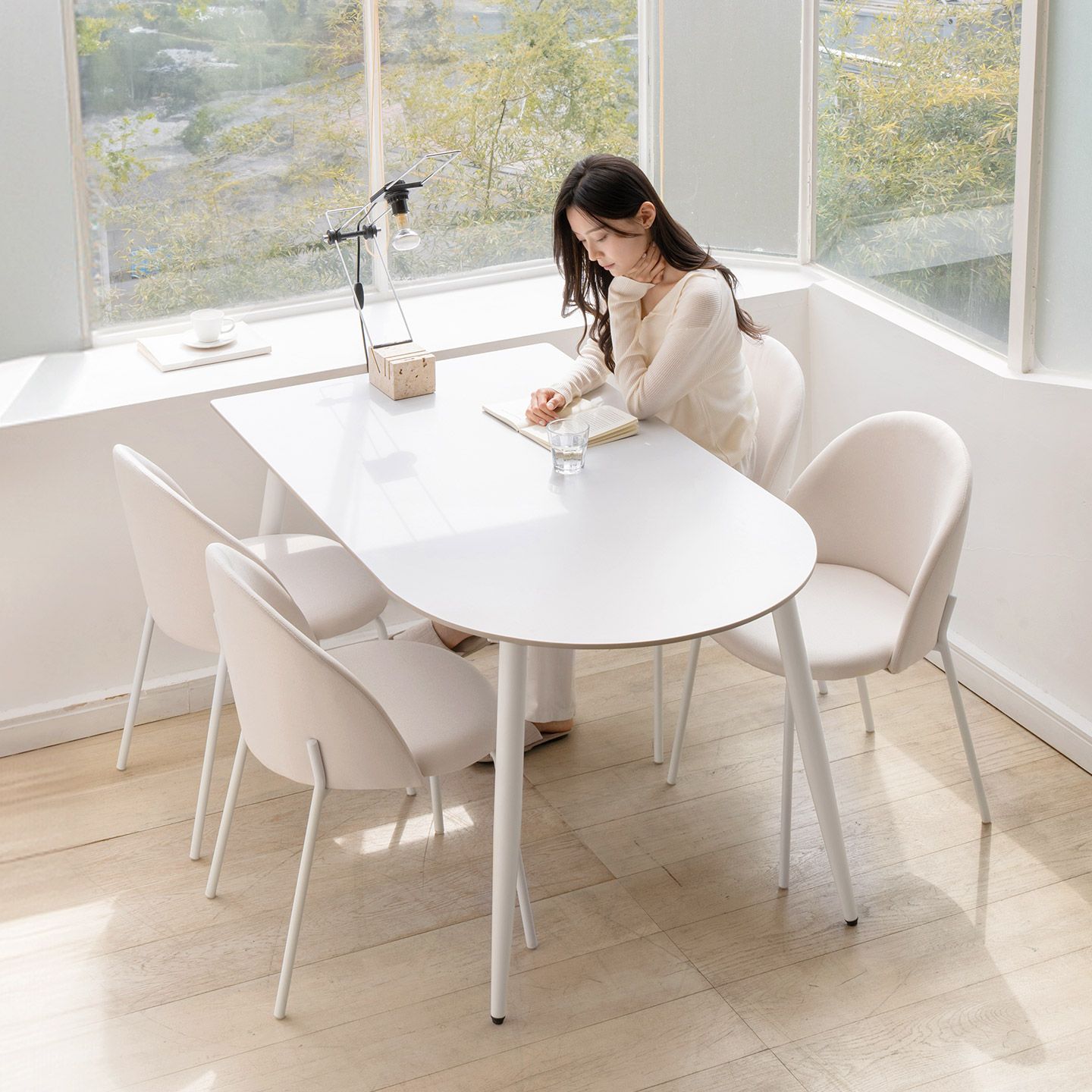 데일리리빙 라움 4인용 포세린 세라믹 식탁 테이블 1400 (반타원/직사각) 