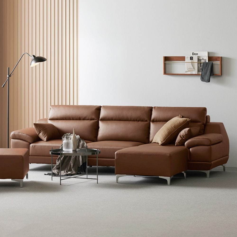 DF동서가구 뉴테라 프리미엄 천연 소가죽 면피 4인 소파 (+스툴 선택) 