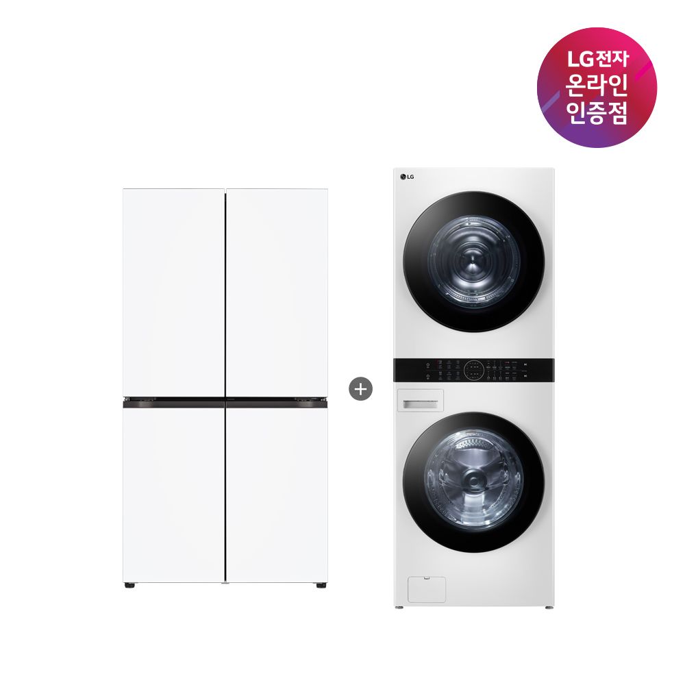 LG전자 LG 오브제컬렉션 냉장고 + LG 트롬 워시타워 (T876MQQ111+W2421WAMR)