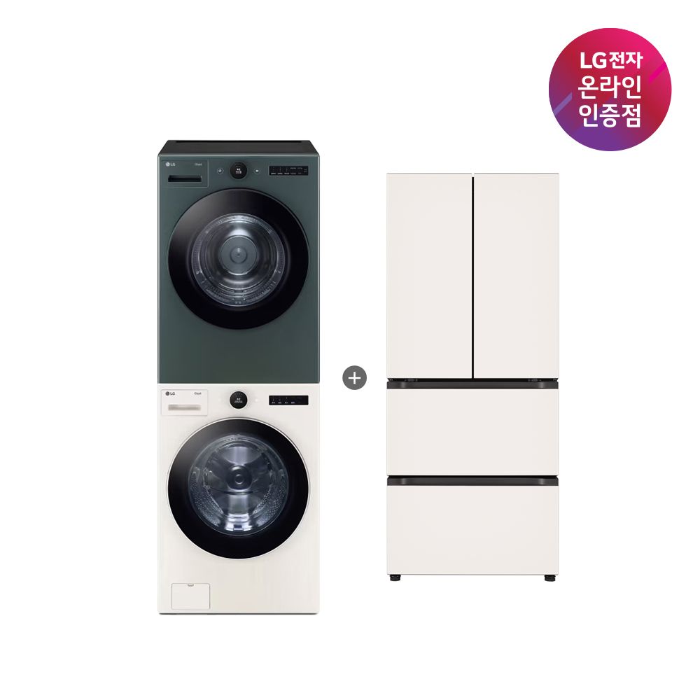 LG전자 LG 트롬 세탁기건조기+ 디오스 김치톡톡 (FX24ENR-GNG + Z408MEEF23)